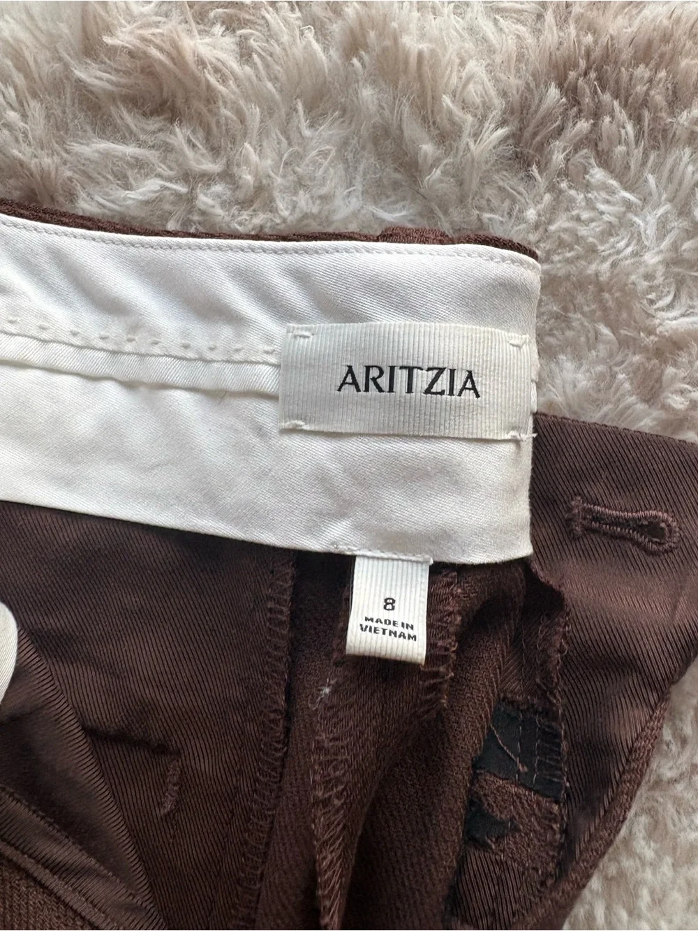 Aritzia effortless linen brown pant